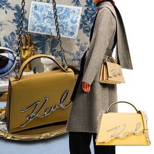 🆕 KARL LAGERFELD 🧿 NWOT K/Signature Medium Crossbody Bag, Trench Beige Yellow